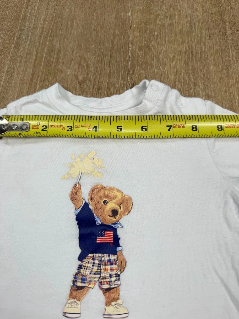 Ralph Lauren White Polo “Sparkler Bear” Graphic Tee for baby